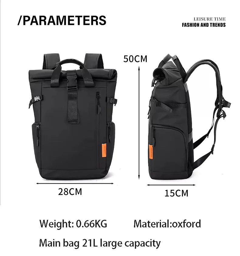 Size: 28 cm wide, 50 cm high, 15 cm deep. Weight 0.66 kg. Oxford material